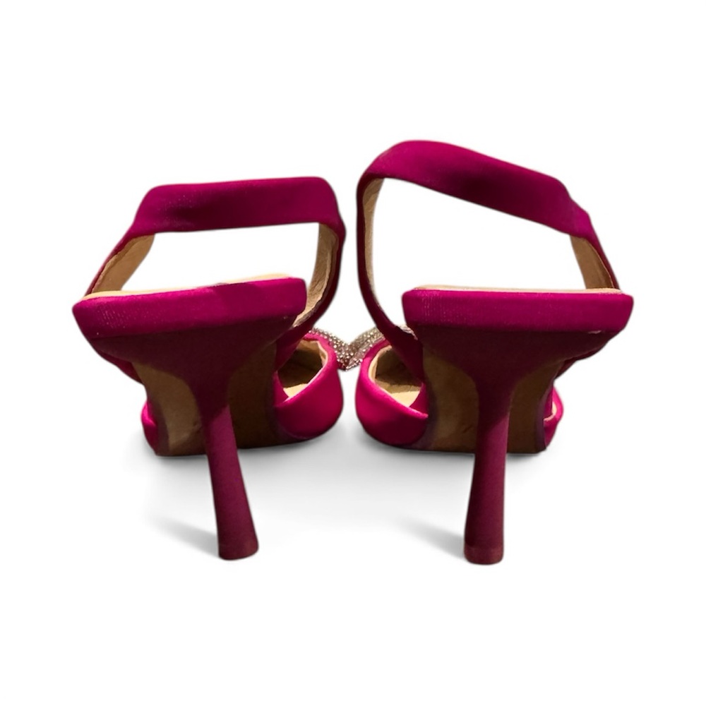 SOLD-Elegant ZARA Pink Slingback Heels with Silver Bow, Size 39(8.5) - Picture 9 of 10